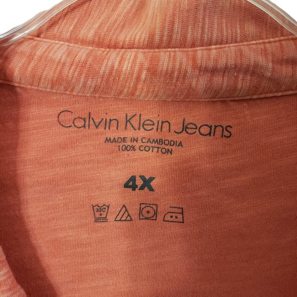 CT1393 Calvin Klein Polo Shirt Color: Salmon/Light Orange 4XL Big & Tall - Picture 2 of 3